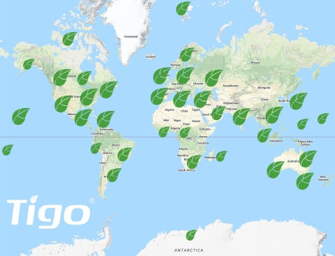 Tigo's fleet of monitored PV systems spans all 7 continents and generates more than one gigawatt-hour of energy per day. (Graphic: Business Wire)